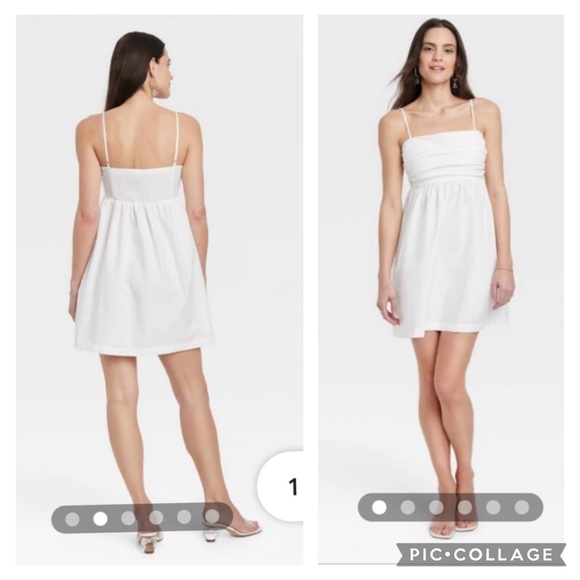 a new day Dresses & Skirts - A NEW DAY WHITE SMOCKED BACK STRAPPY FULL MINI DRESS